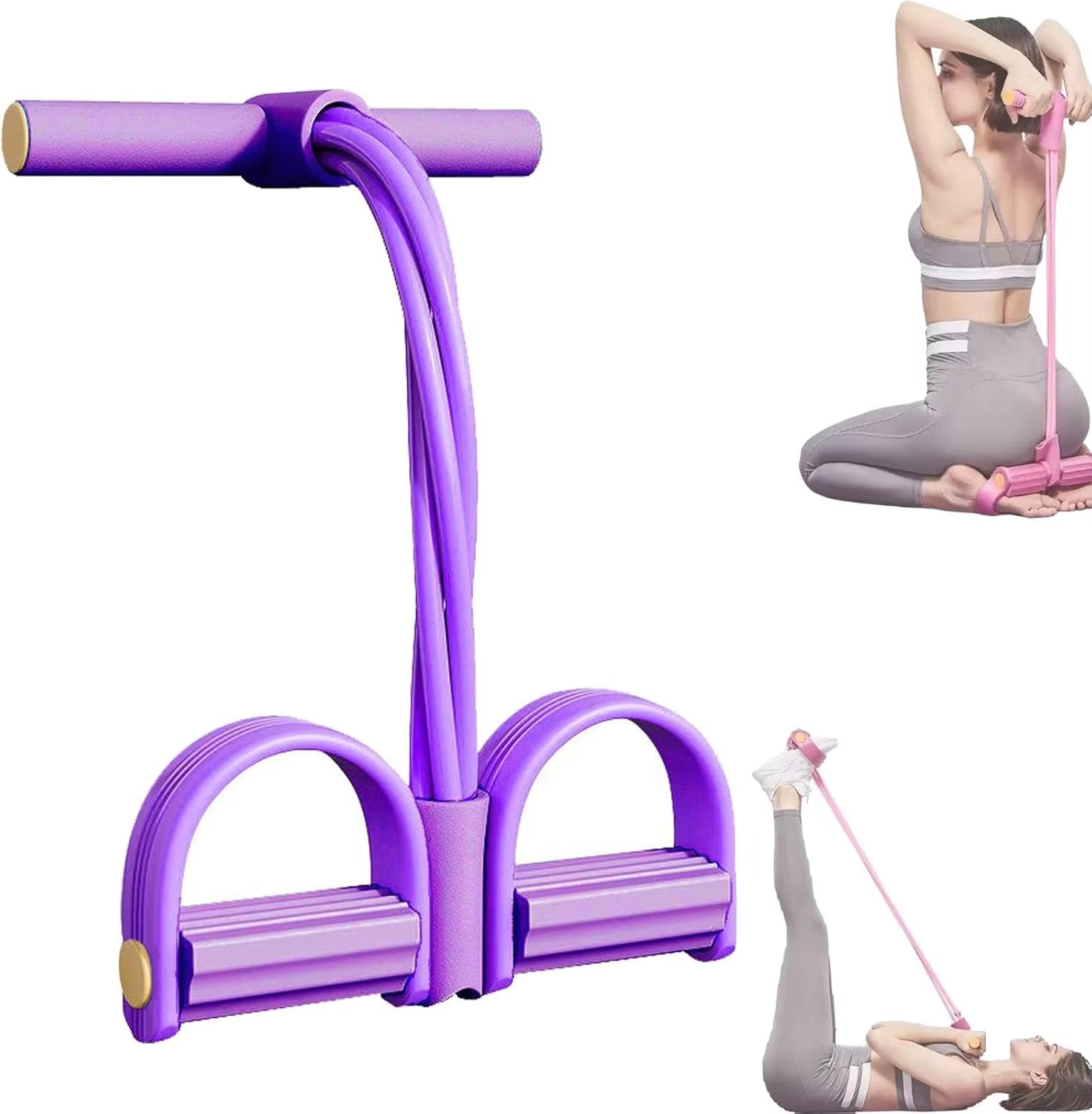 Yoga Fitness Resistance Band - ยางยืดออกกำลังกายแบบมีท่อ 4 ท่อ สำหรับโยคะและฝึกความแข็งแรงของกล้ามเนื้อ, เชือกออกกำลังกายอเนกประสงค์สำหรับบริหารหน้าท้อง เอว