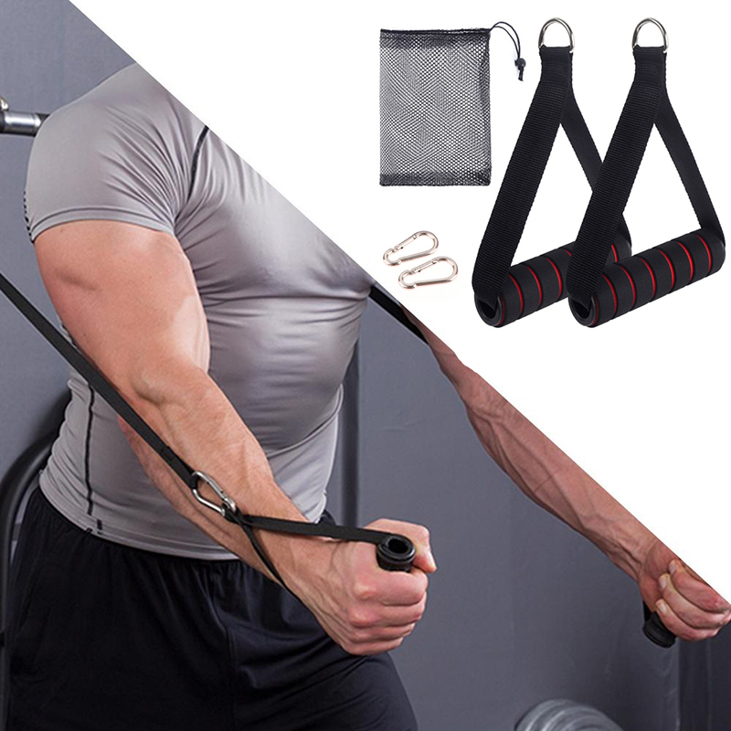 Yoga Fitness Resistance Band - ด้ามจับเครื่องออกกำลังกายแบบสายเคเบิลสำหรับงานหนัก พร้อมตะขอและห่วง D-Ring ด้ามจับโลหะสำหรับออกกำลังกาย โยคะ และการออกกำลังกายด้วยสายยางยืด